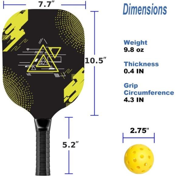 Pickleball Paddles, Pickleball Set with 4 Premium Wood Pickleball Paddles - Picture 4 of 7